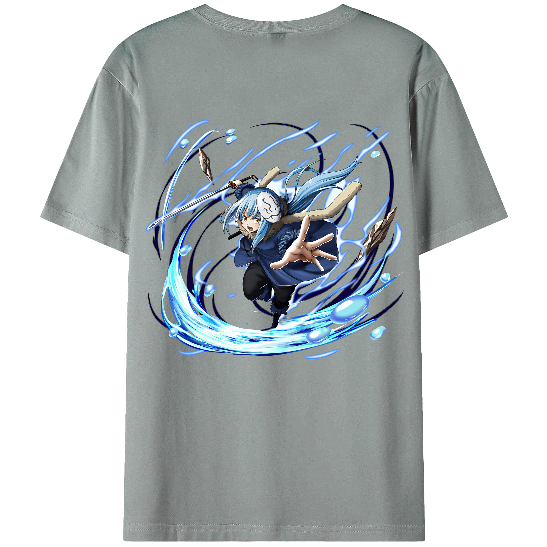 （画像用） 転スラ Regarding Reincarnated to Slime 綿100％ メンズ半袖Tシャツ（バックプリント） 通気性
